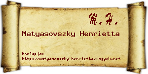 Matyasovszky Henrietta névjegykártya